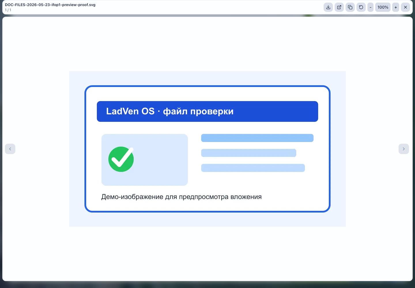 Предпросмотр файла в задаче LadVen OS
